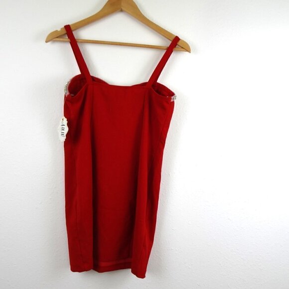 AUW Red Mini Dress Women's Size M Embellished Sexy Valentine's Day - Picture 4 of 9